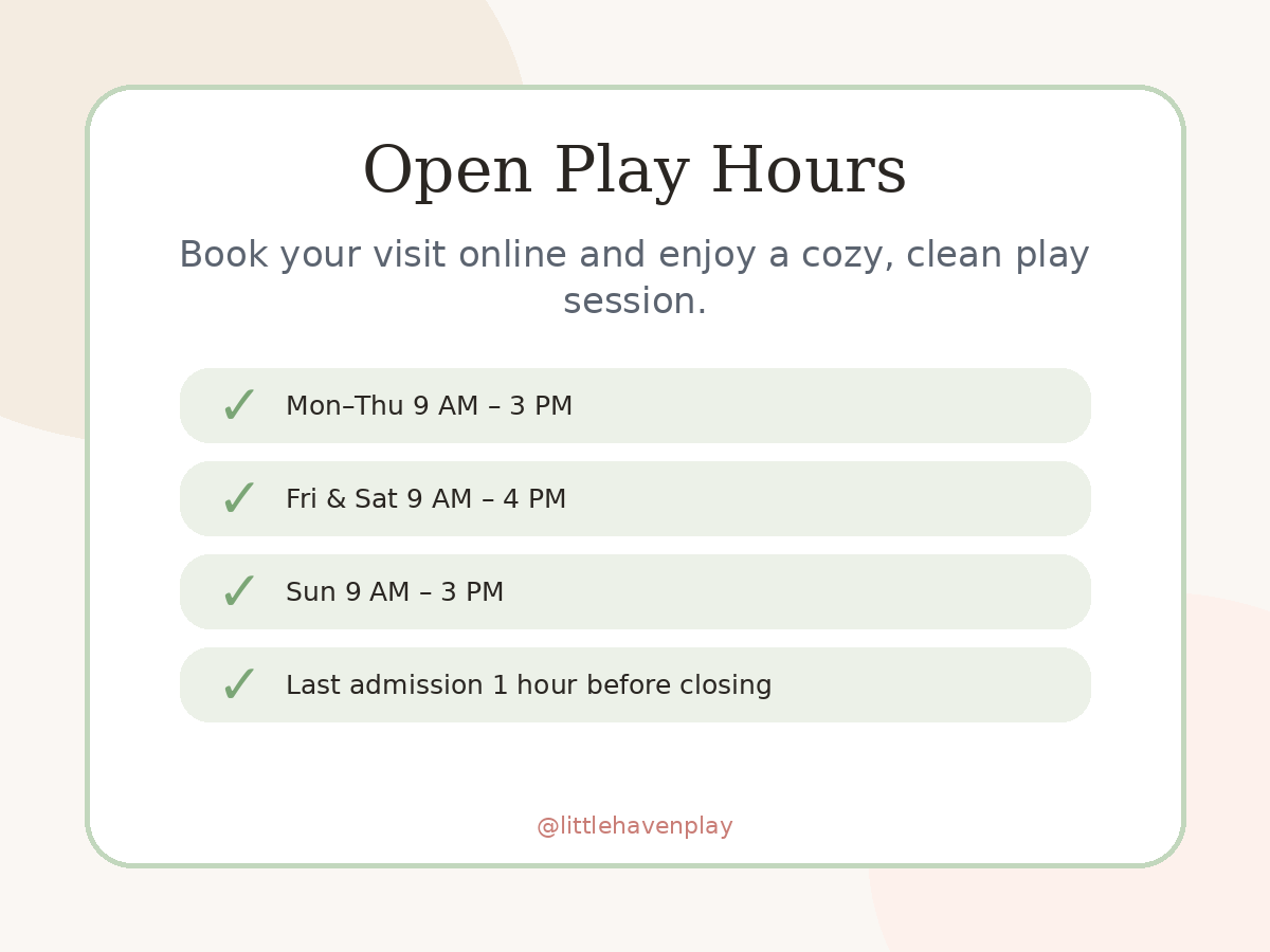 Little Haven Open Play Hours